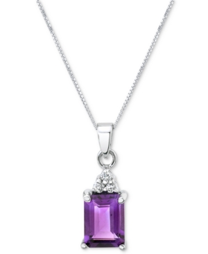 Macy's Amethyst (1-5/8 Ct. T.w.) & Diamond (1/20 Ct. T.w.) 18" Pendant Necklace In 14k White Gold In Purple