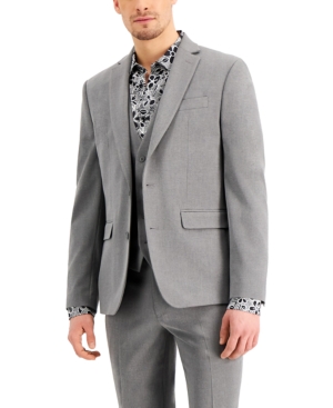 Inc International Concepts Men's Slim-fit Gray Solid Suit Jacket, Created For Macy's In Pure Grey