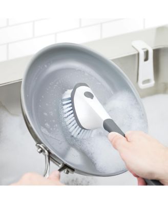 Magnetic Dish Brush With Sturdy Nylon Bristles &amp; Built-In Pan Scraper