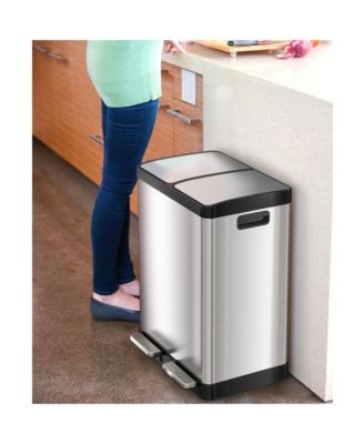 16 Gallon / 61 Liter SoftStep Stainless Steel Combo Step Pedal Kitchen Trash Can and Recycle Bin with Dual Odor Filters