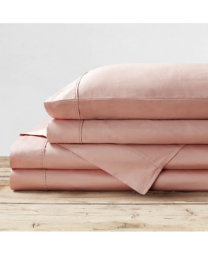 Shop Brielle Home 400 Thread Count Solid Cotton Sateen Sheet Set, Twin In Rose