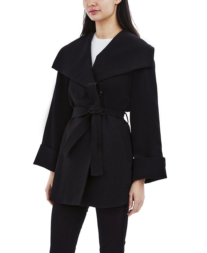 Tahari Belted Crepe Wrap Coat & Reviews - Coats - Women - Macy's