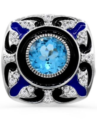 Women's Blue Topaz (2 1/4 ct.t.w.) and Enamel Ring in Sterling Silver
