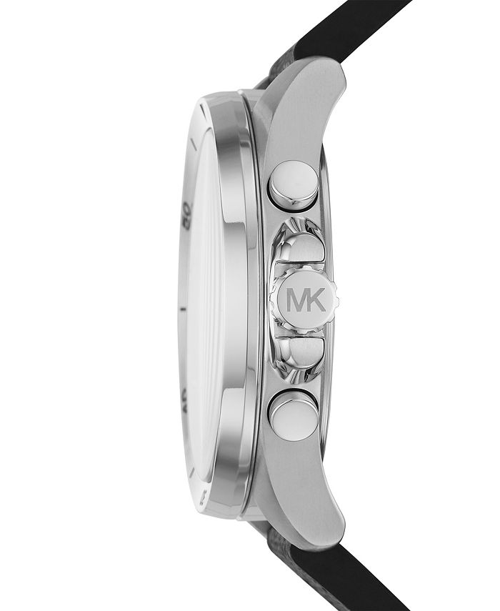 Michael Kors Men's Brecken Chronograph Black Signture Logo Strap Watch ...