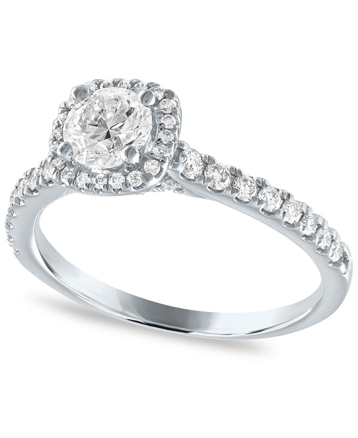 Macy's - Diamond Halo Engagement Ring (1 ct. t.w.) in 14k White Gold