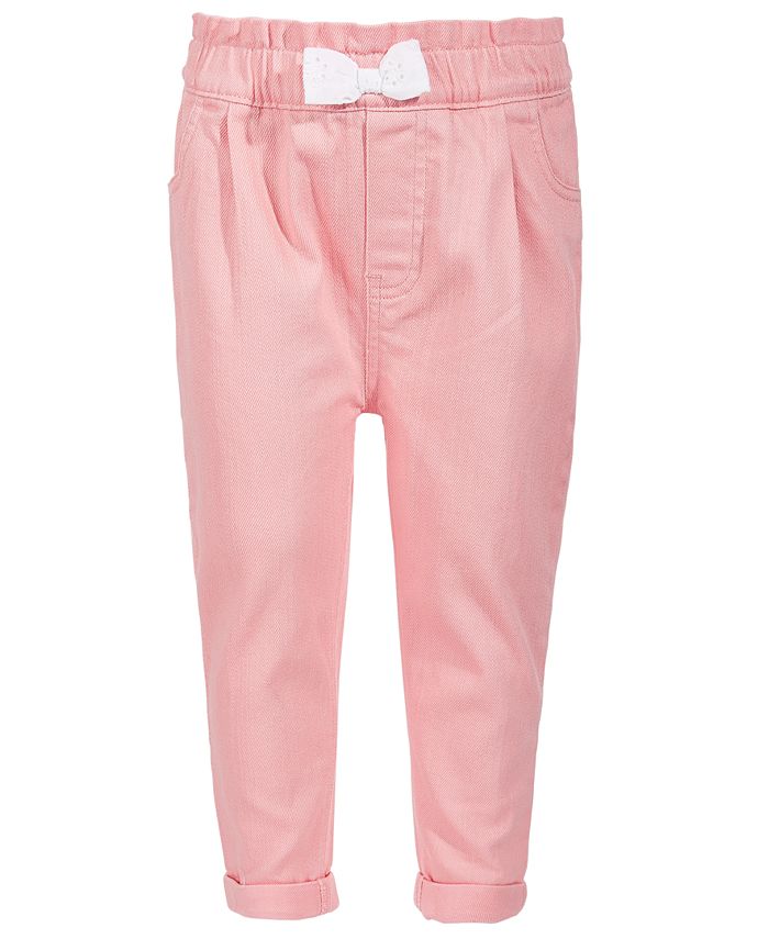 First Impressions Baby Girls Pink Denim Bow Jeans, Created for Macy's