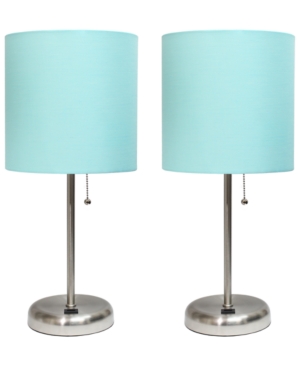 Stick Lamp with Usb Charging Port and Fabric Shade 2 Pack Set