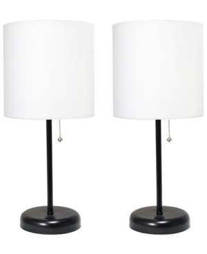 Stick Lamp with Usb Charging Port and Fabric Shade 2 Pack Set