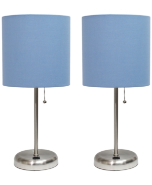 Stick Lamp with Usb Charging Port and Fabric Shade 2 Pack Set