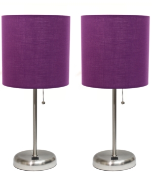 Stick Lamp with Usb Charging Port and Fabric Shade 2 Pack Set