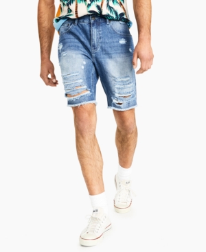 Inc Men's Light Wash Ripped Denim Shorts Created for Macy's