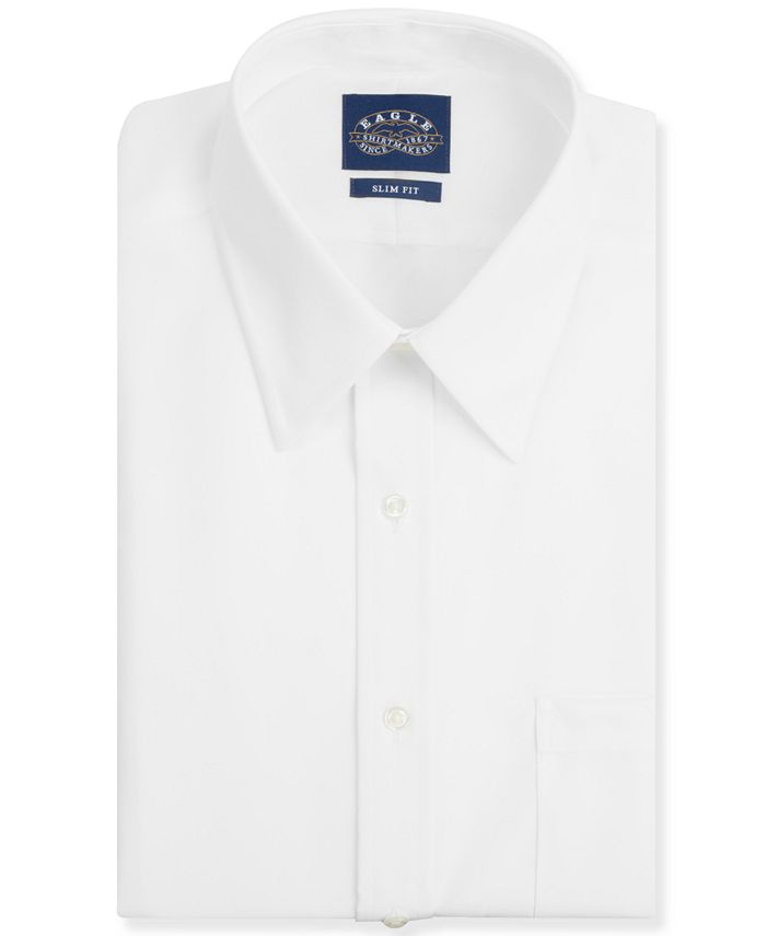 Eagle Men's SlimFit NonIron White Pinpoint Dress Shirt Macy's