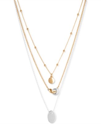 Lucky Brand - Two-Tone Three-Row Pendant Necklace, 17" + 2" extender