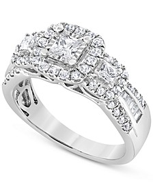 Diamond Princess Triple Halo Engagement Ring  (1 ct. t.w.) in 14k White Gold