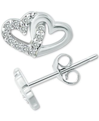 Cubic Zirconia Intertwined Hearts Stud Earrings