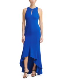 Keyhole Scuba-Crepe High-Low Gown