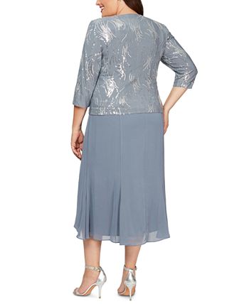 Alex Evenings Plus Size Sequin Jacket & Midi Dress - Macy's