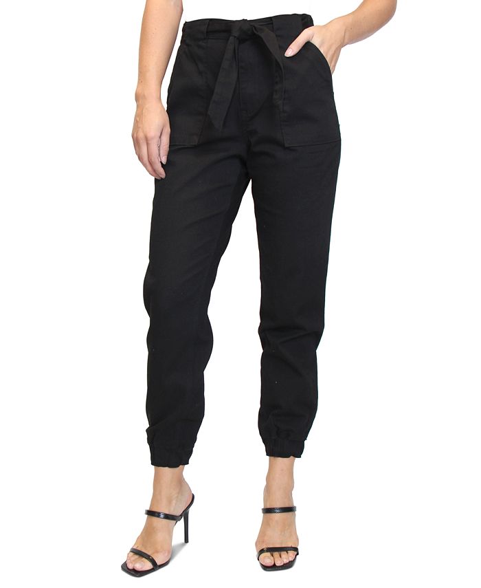 Almost Famous Juniors' High-Rise Tie-Front Joggers - Macy's