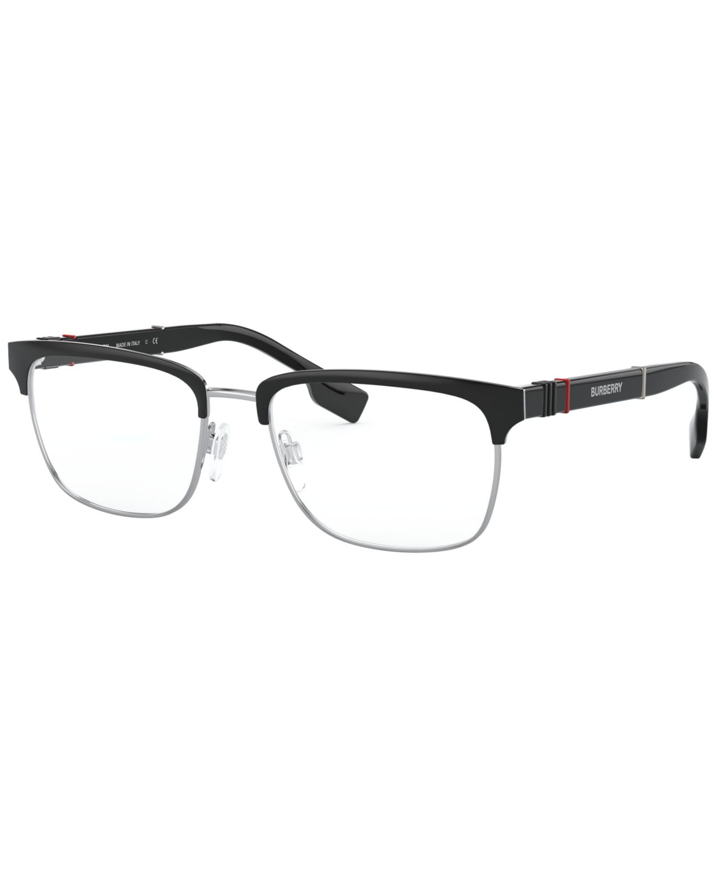 Мужские очки Burberry Man Rectangle Metal BE1348 Alba Eyeglasses, цвет: Чёрный — фото 1