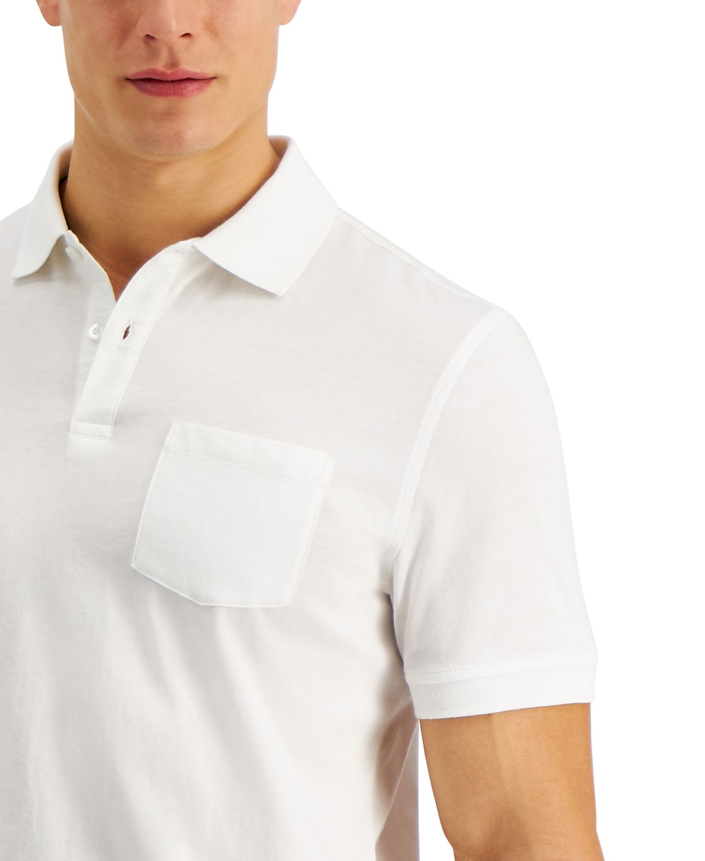 Мужское поло Club Room Solid Jersey Polo with Pocket, цвет: Яркий белый — фото 7
