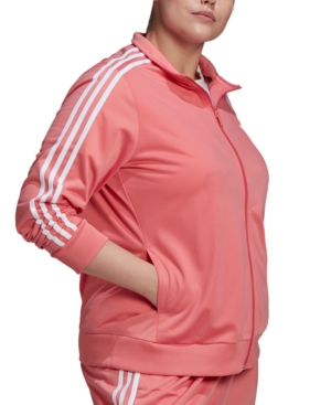 Adidas Originals Adidas Women's Plus Size Essential 3-stripe Tricot Track Jacket In Hazy Rose