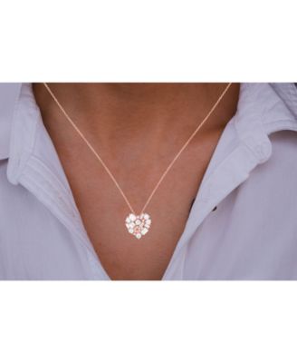 Cubic Zirconia Scattered Cluster Heart 18" Pendant Necklace in Sterling Silver (Also in 14k Gold Over Silver or14k Rose Gold Over Silver)