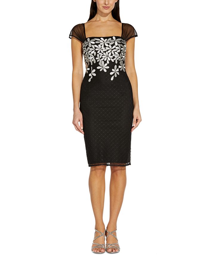 Adrianna Papell Women's Embroidered-Floral Sheath Dress - Macy's
