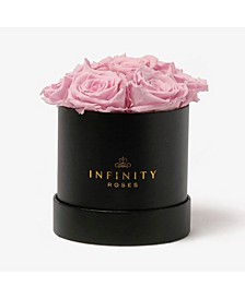 Round Box of 7 Pink Real Roses Preserved To Last Over A Year