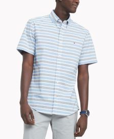 Men's Custom-Fit TH Flex Stretch Poplin Hill Stripe Shirt