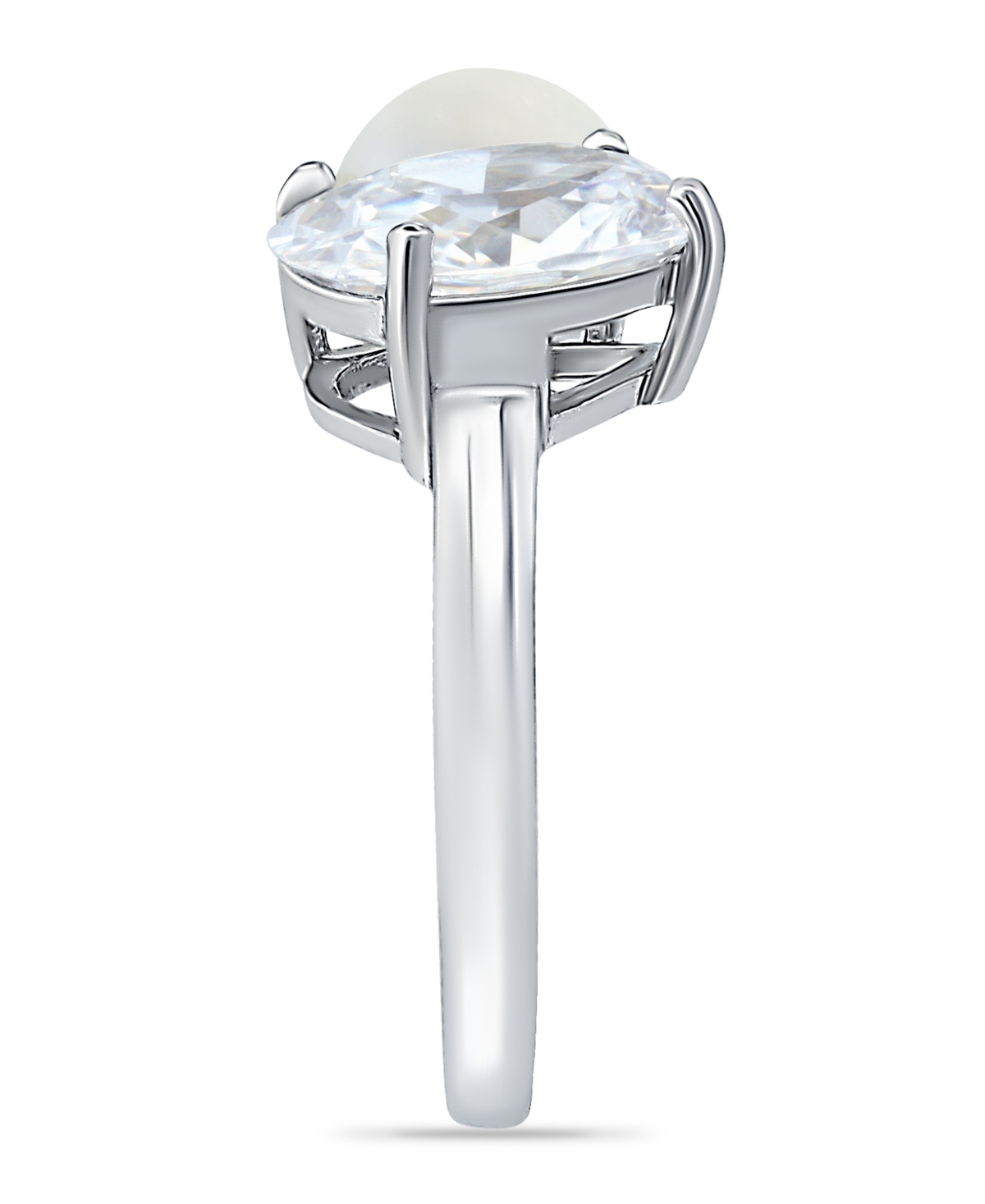 Cubic Zirconia and Imitation Pearl Stone Ring Plate, Created for Macy's - Silver