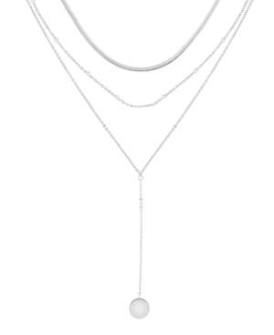 Essentials Triple Chain 15" Layered Y-necklace In Silver Plate