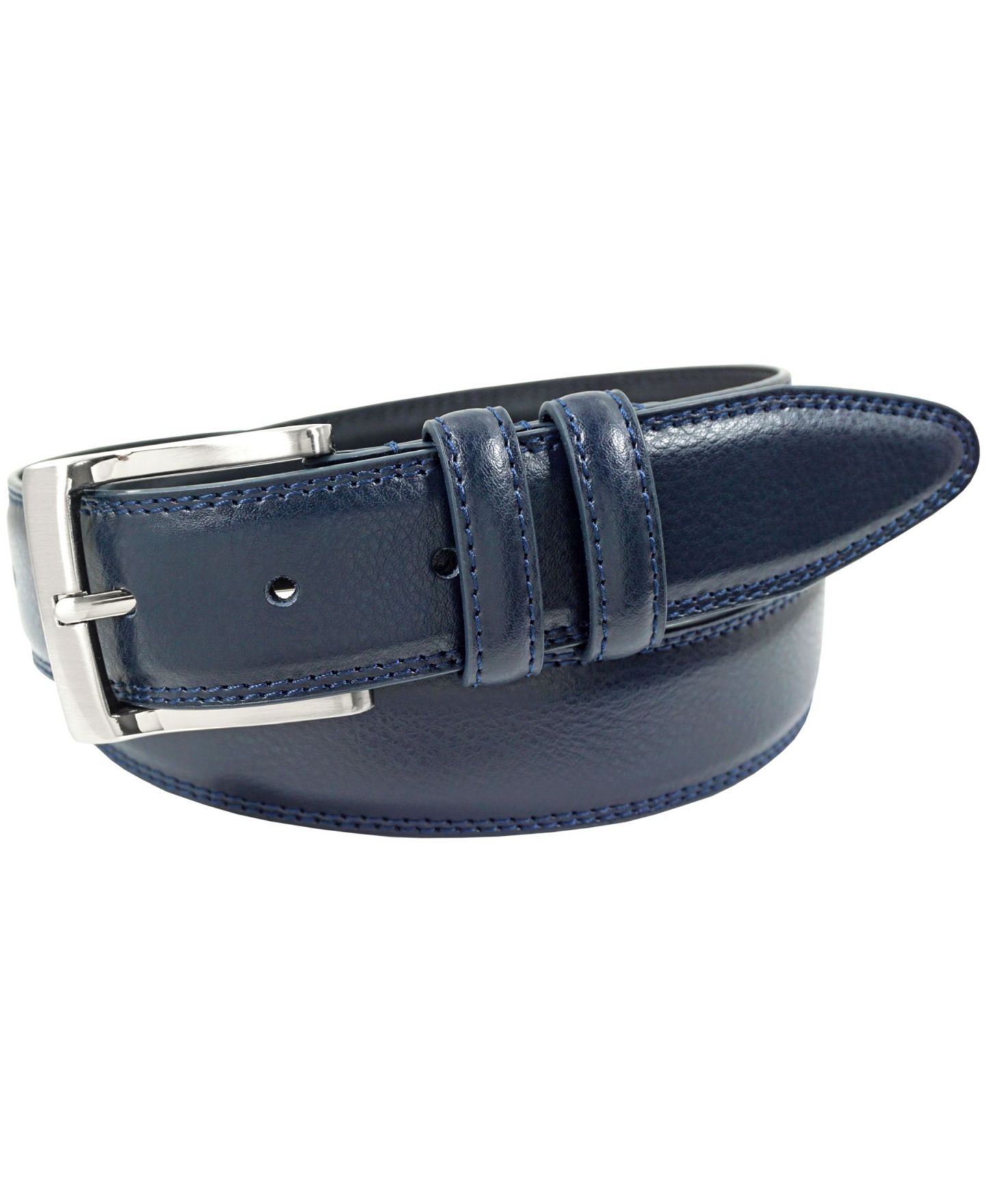 Мужской ремень Florsheim Pebble Grain Leather Belt, цвет: Тёмно-синий — фото 1