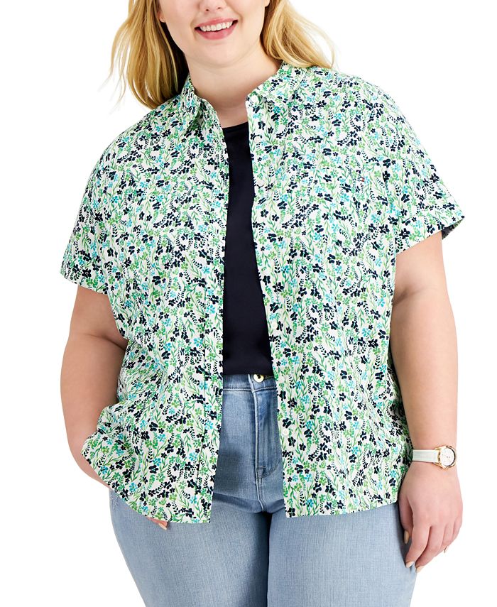 Tommy Hilfiger Plus Size Cotton Printed Camp Shirt Macy's