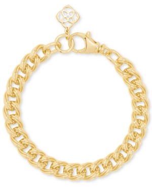 Kendra Scott Pave Logo Charm Chain Link Bracelet In Gold