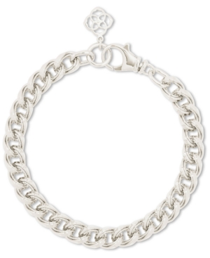 Kendra Scott Pave Logo Charm Chain Link Bracelet In Silver
