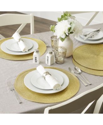 Metallic Round Woven Polypropylene Placemat, Set of 6