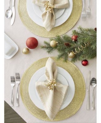 Metallic Round Woven Polypropylene Placemat, Set of 6