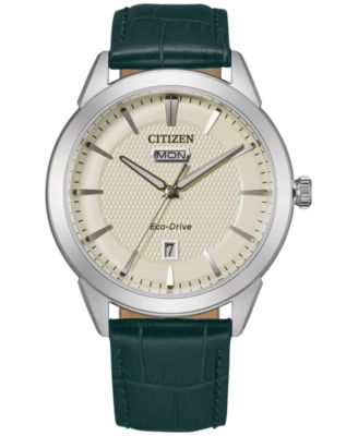 Citizen - Men's Corso Black Leather Strap Watch 40mm