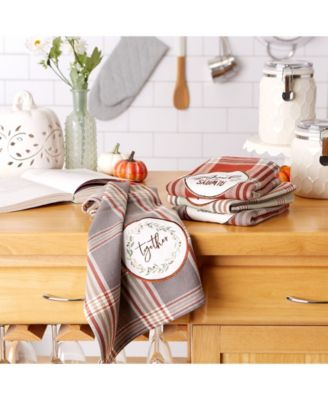 Thanksgiving Cozy Picnic, Plaid Dishtowel, Set of 4