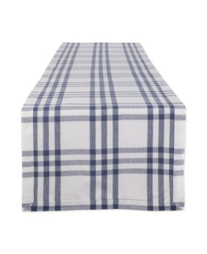 Design Imports Farm To Table Check Table Runner, 14" X 108" In Blue