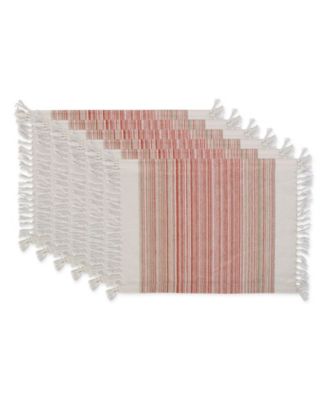 Fringed Stripe Table Toppers, 13" x 20", Set of 6