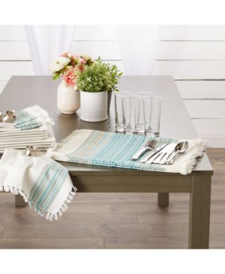 Fringed Stripe Table Toppers, 13" x 20", Set of 6