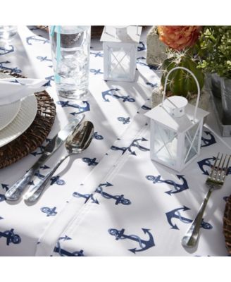 Anchors Print Outdoor Tablecloth with Zipper, 60" Round