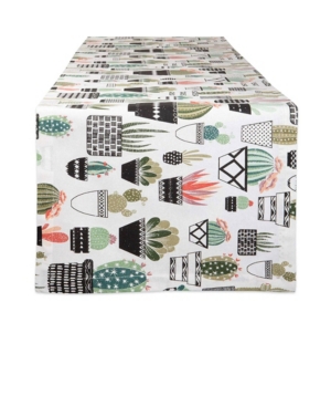 Design Imports Urban Oasis Cactus Print Table Runner, 14" X 108" In Multicolor