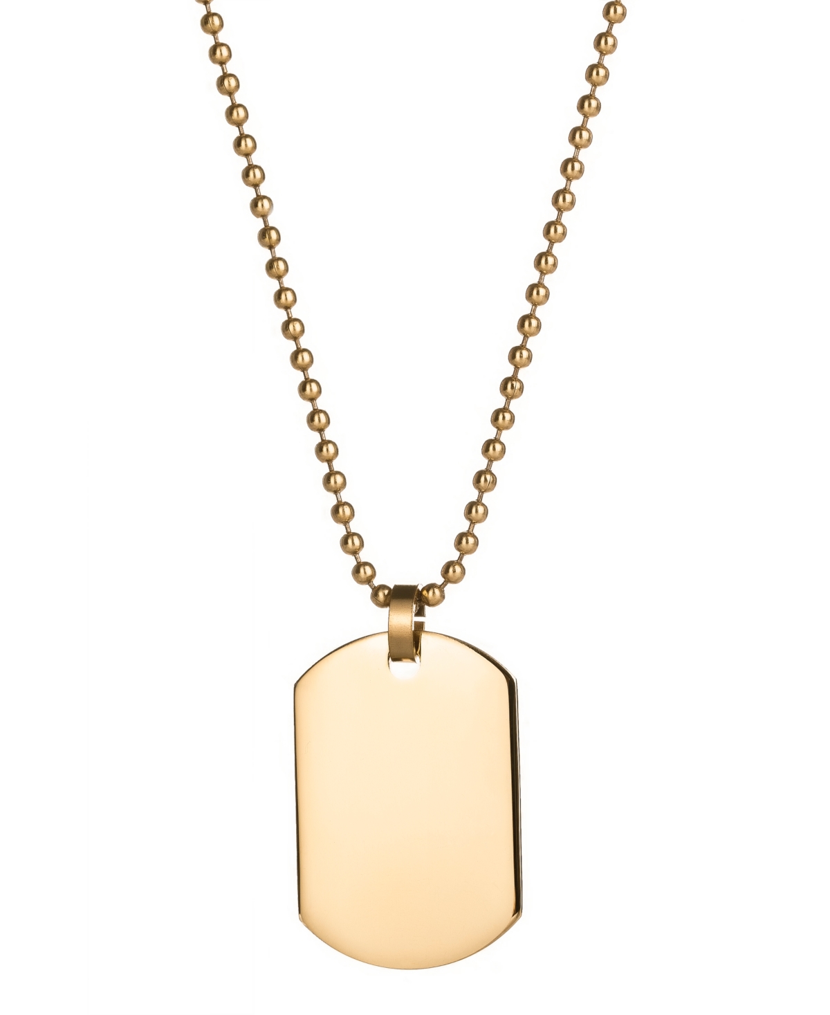 Eve's Jewelry Men's Gold Plated Small Stainless Steel Dog Tag Necklace