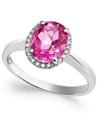 Macy's - Pink Topaz (2 ct. t.w.) and Diamond Accent Ring in 14k White Gold (Also in Mystic Topaz)