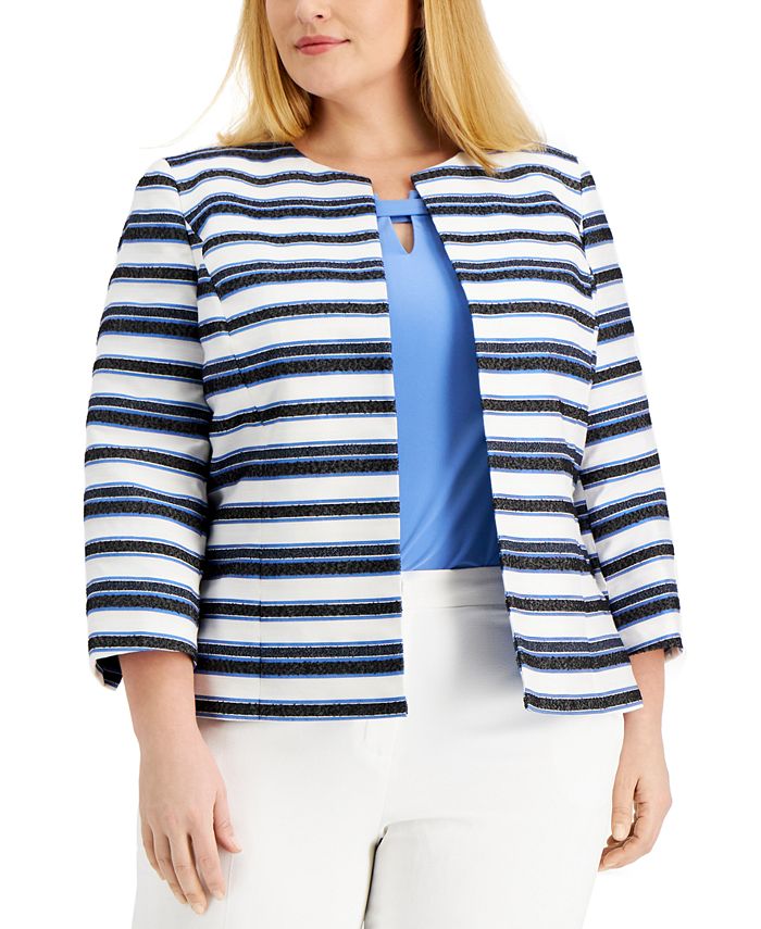 Plus size striped jacket online