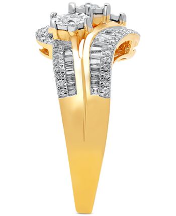 Macy's - Diamond Three Stone Baguette Swirl Ring (3/4 ct. t.w.) in 10k Gold