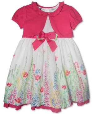 Blueberi Boulevard Baby Girls 2-Pc Watercolor Floral-Print Dress & Cardigan Set