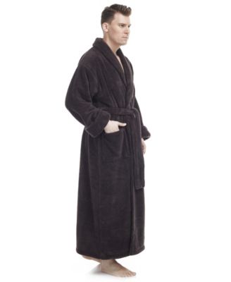 Men's Shawl Collar Full Ankle Length Fleece Bathrobe